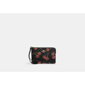 Coach Corner Zip Wristlet With Cherry Print